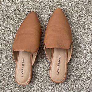 Lucky Brand Cognac Leather Mules